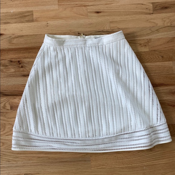 J. Crew White Striped Eyelet Skirt, exposed zipper - Picture 2 of 7